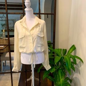 Topshop cropped button-down, tie shirt